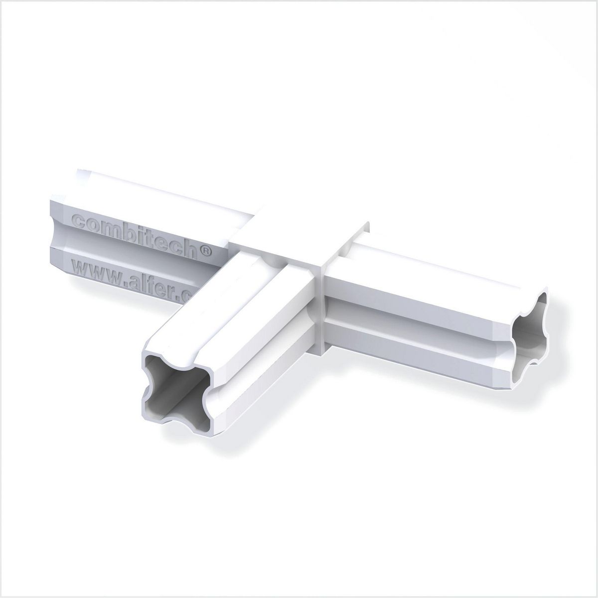 ALFER - Conector esquina 23,5 plastico blanco 3 espigas