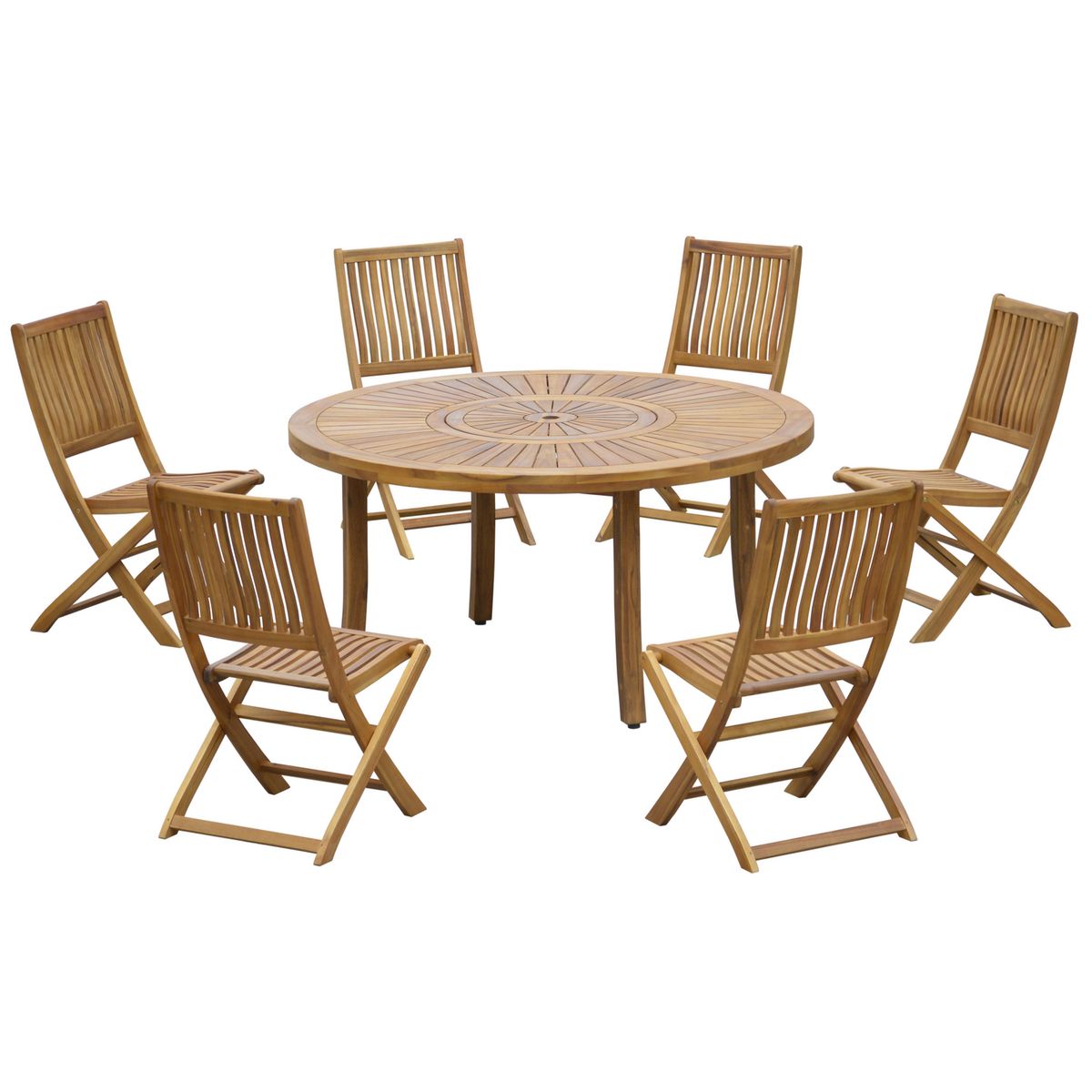 JUST HOME COLLECTION - Juego de Comedor de Terraza Madera 6 Personas Natural