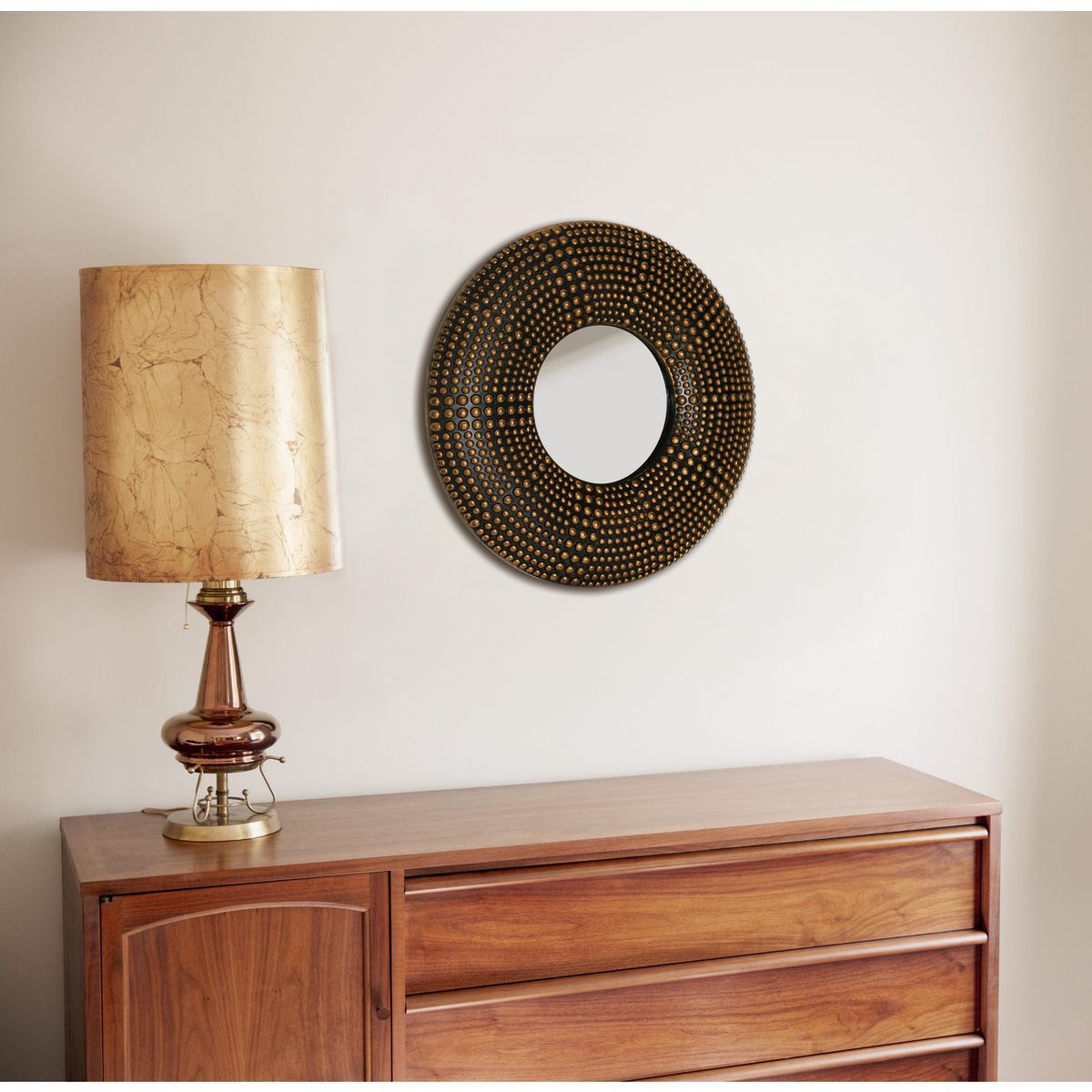 CASA BONITA - Espejo Decorativo Forma Redonda 25x25 cm Dorado Red