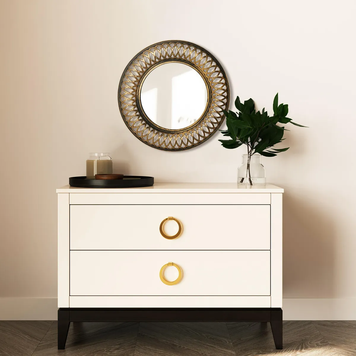 CASA BONITA - Espejo Decorativo Forma Redonda 24.5x1.1 cm Negro Red