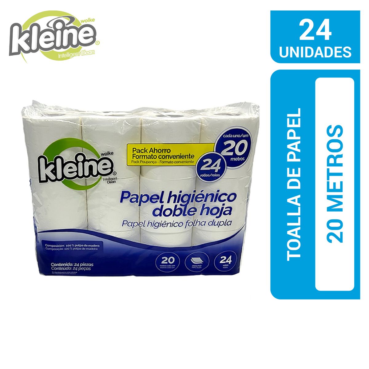 KLEINE WOLKE - Papel Higiénico Doble hoja 24 Rollos x 20 m
