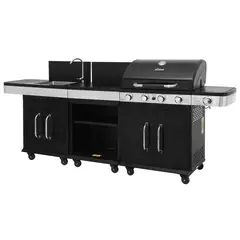 MR BEEF - Parrilla a Gas Modular 4 Quemadores + Quemador Lateral