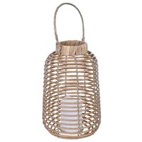 Farol Ratan Decorativo Con Vela Led 29 Cm