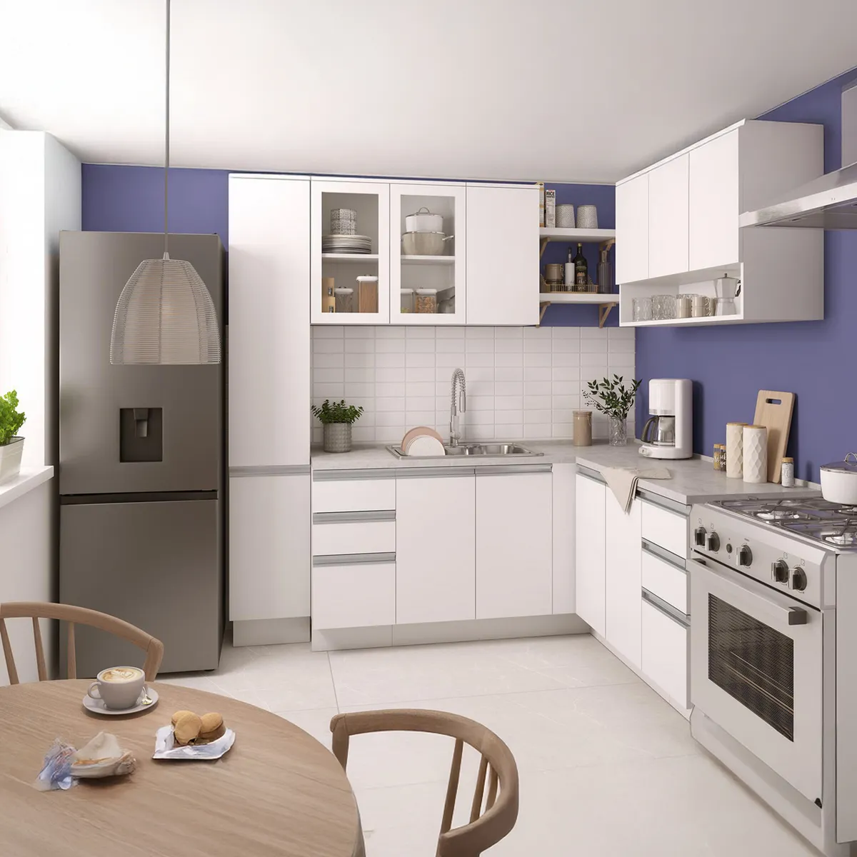 JUST HOME COLLECTION - Mueble de Cocina Base 2 Puertas con Cubierta 70x60 cm Atlas