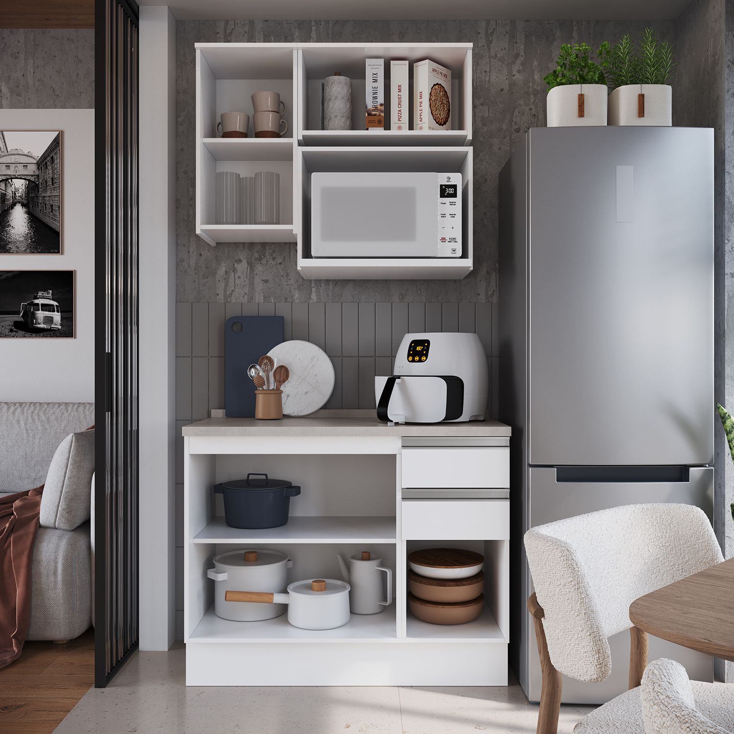 JUST HOME COLLECTION Mueble de Cocina Base 3 Puertas 2 Cajones con