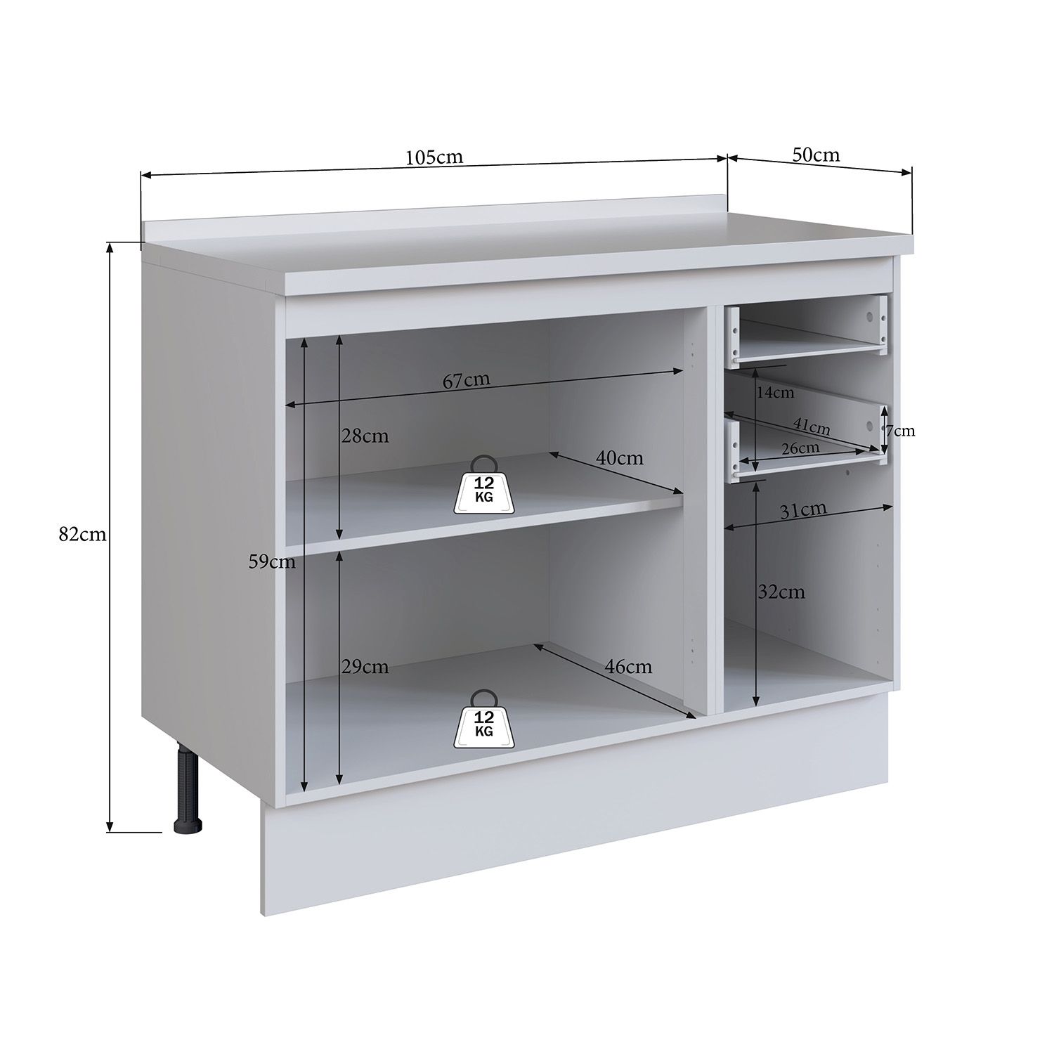 JUST HOME COLLECTION Mueble de Cocina Base 3 Puertas 2 Cajones con