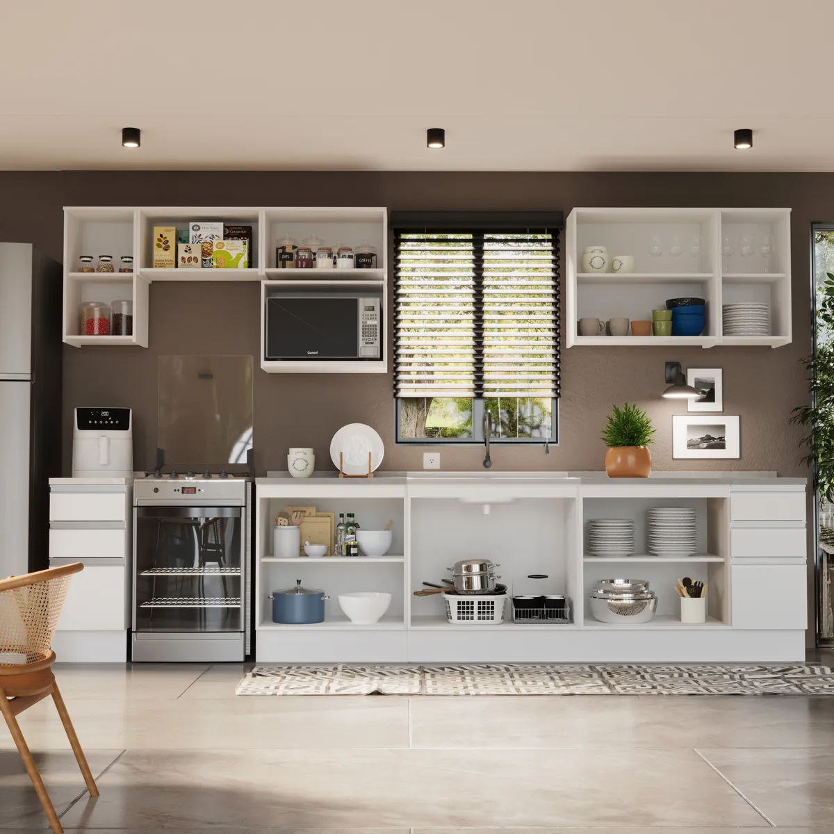 JUST HOME COLLECTION - Mueble de Cocina Mural 1 Puerta Vidrio 35 cm Atlas