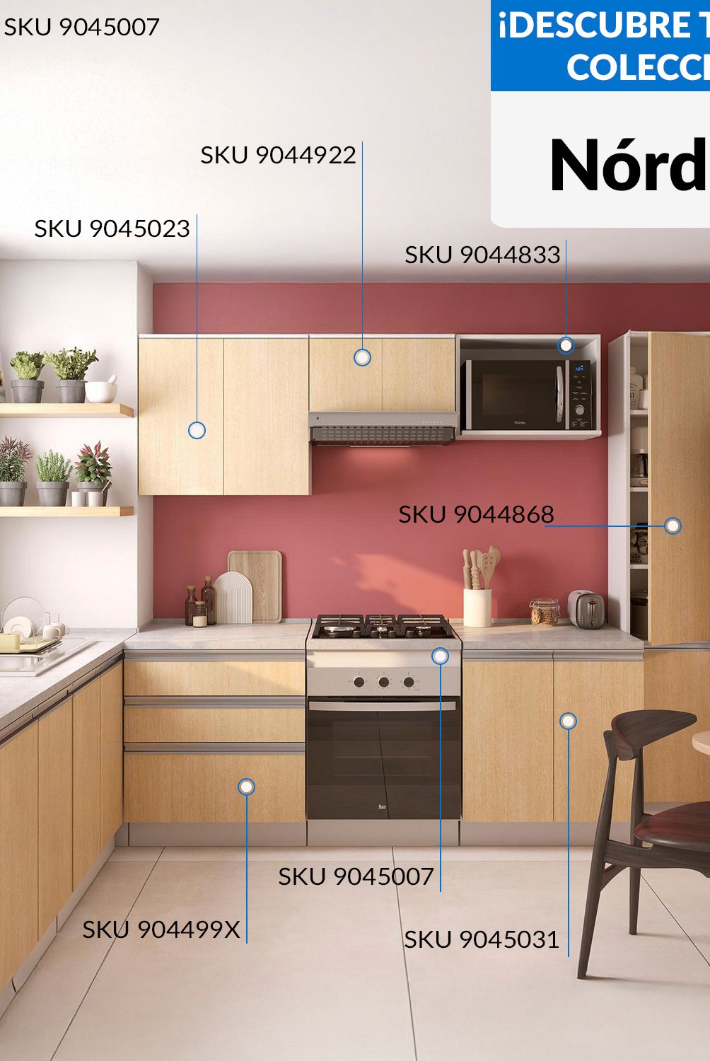 JUST HOME COLLECTION - Mueble de Cocina Base para Horno con Cubierta 60x60 cm