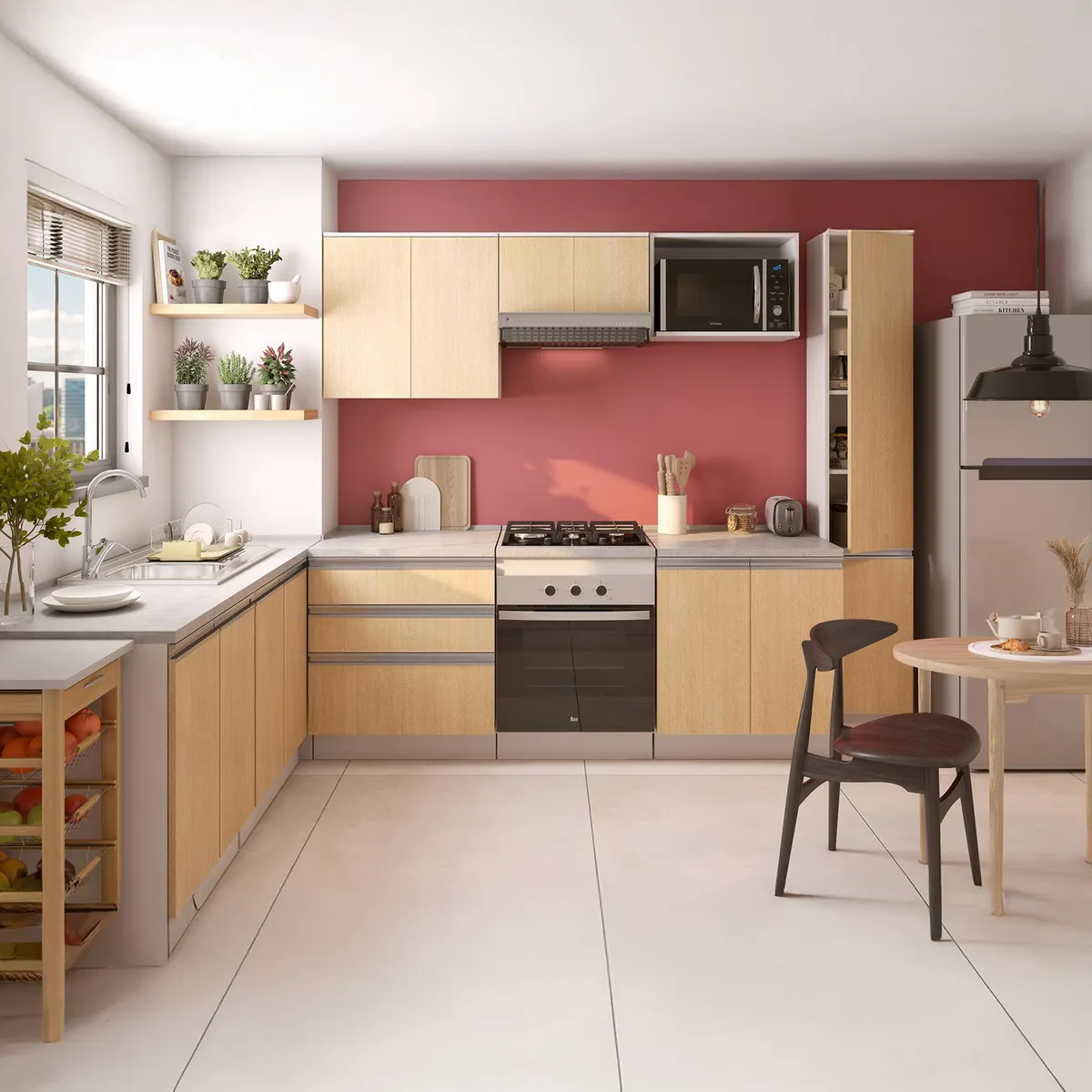 JUST HOME COLLECTION - Mueble de Cocina Base para Horno con Cubierta 60x60 cm