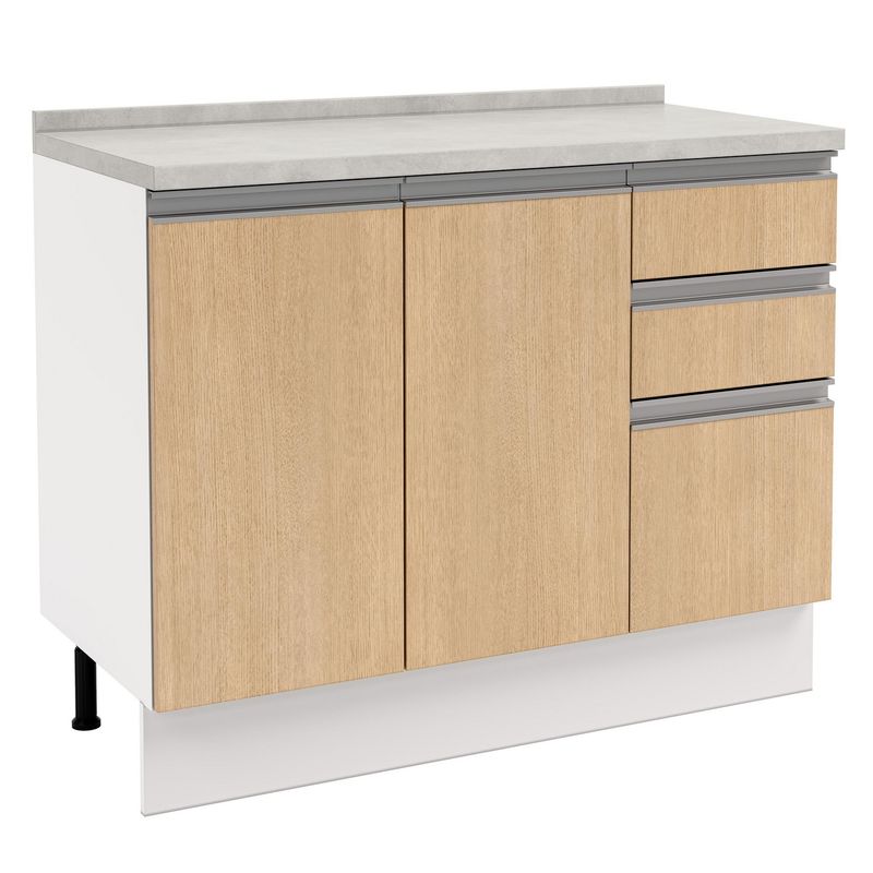JUST HOME COLLECTION - Mueble de Cocina Base 2 Puertas 3 Cajones con Cubierta 105 cm Nordica
