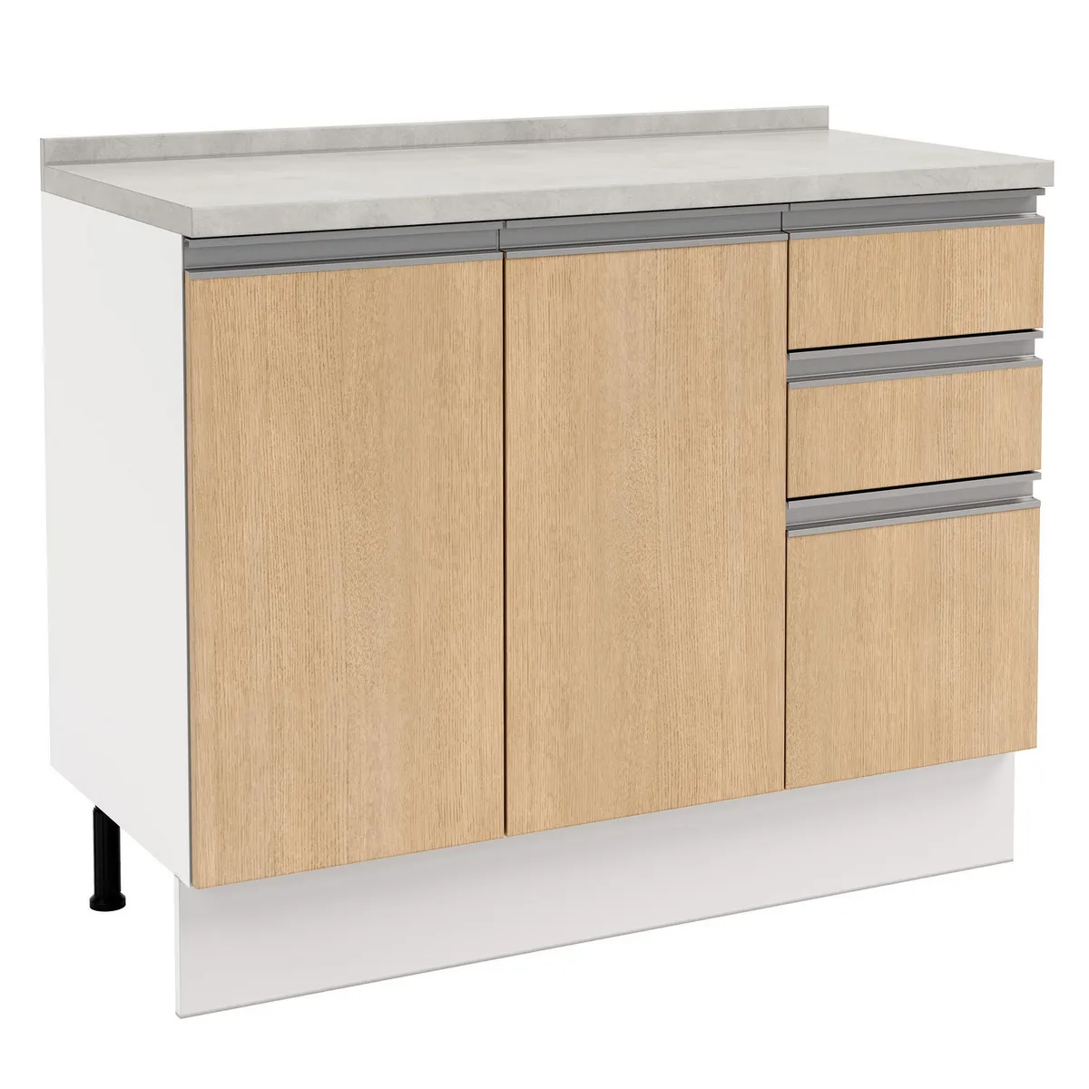 JUST HOME COLLECTION - Mueble de Cocina Base 3 Puertas 2 Cajones con Cubierta 105 cm Nórdica