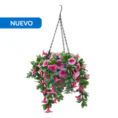 JUST HOME COLLECTION - Planta Artificial Colgante con Flor 25 cm Rosado; Verde