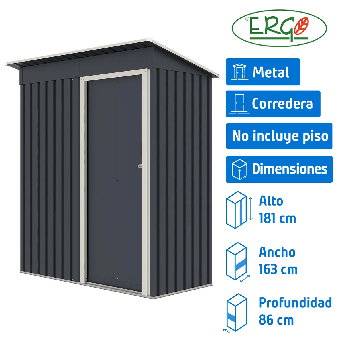 ERGO - Bodega jardín S2001XB Gris 181x163x86 cm