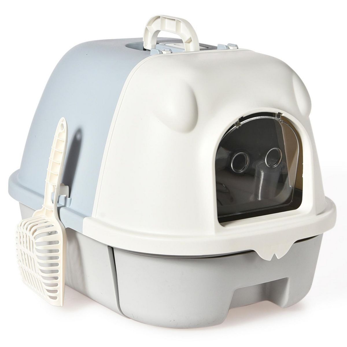 PETIZOOS - Arenero para gatos gris 41x53x38 cm.