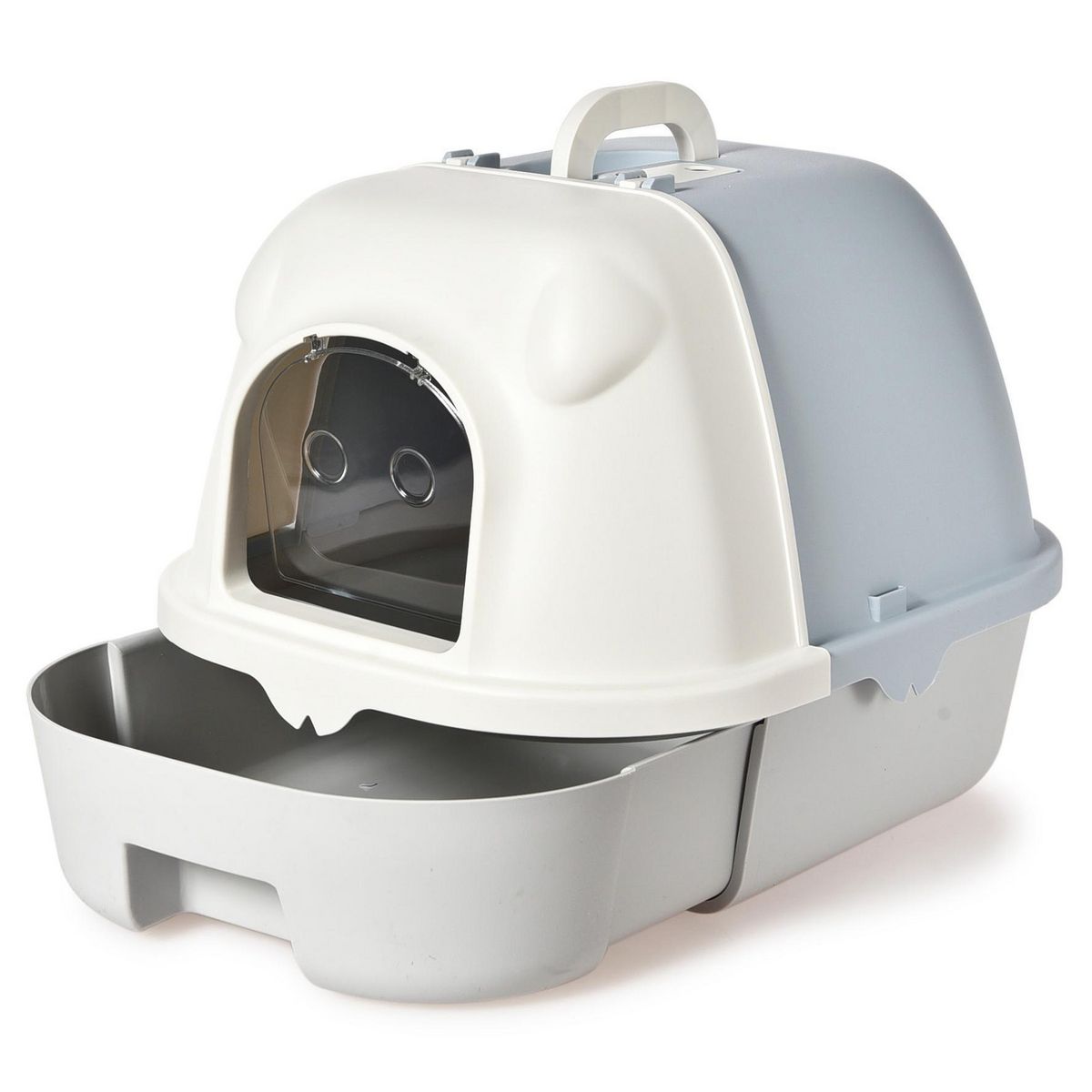 PETIZOOS - Arenero para gatos gris 41x53x38 cm.