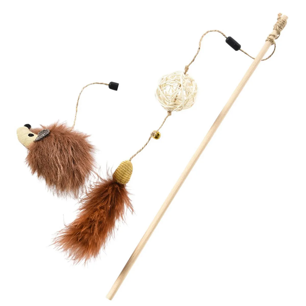 PETIZOOS - Juguete varita gato 23 cm café