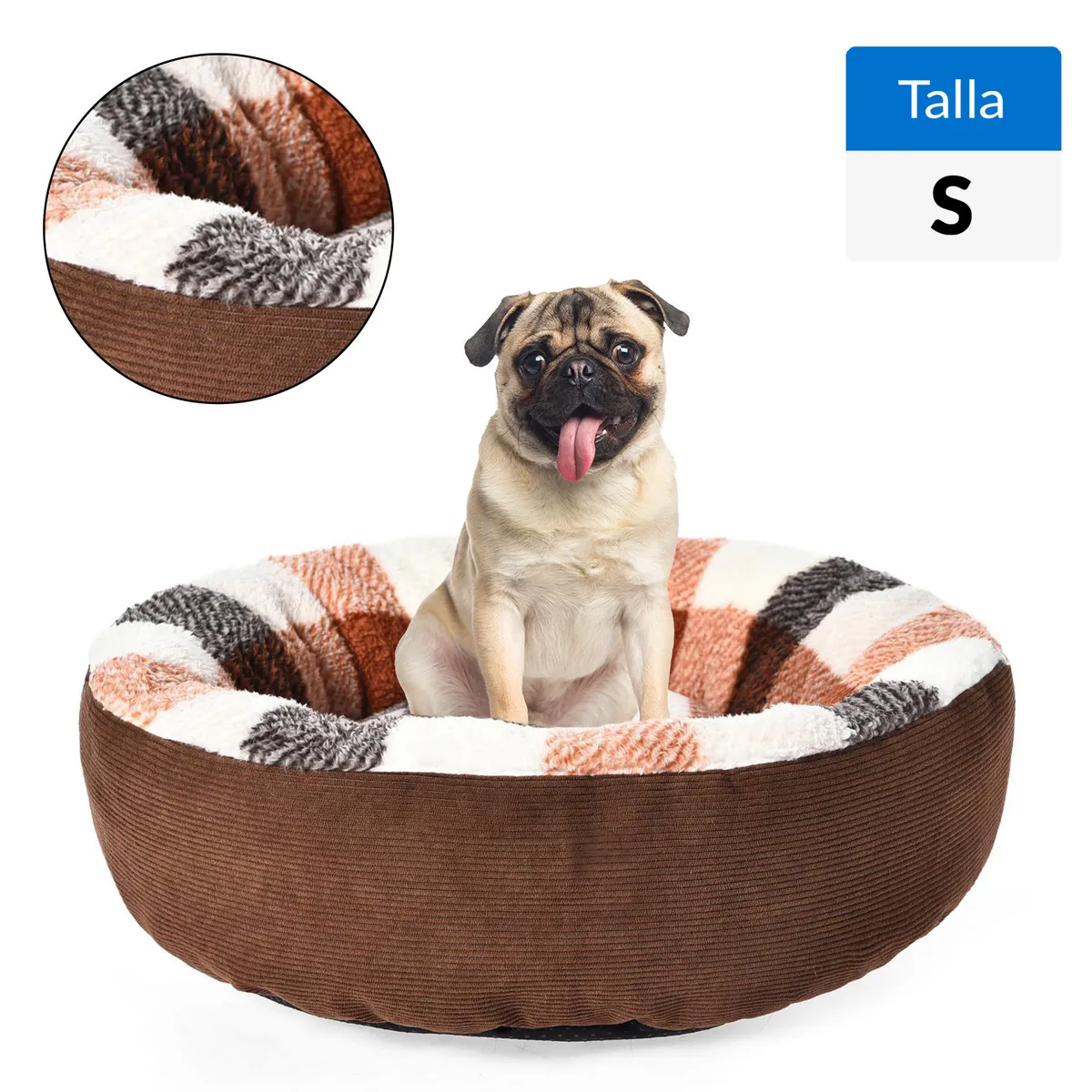 PETIZOOS - Cama Redonda para Perro 14x50x50 cm Marrón