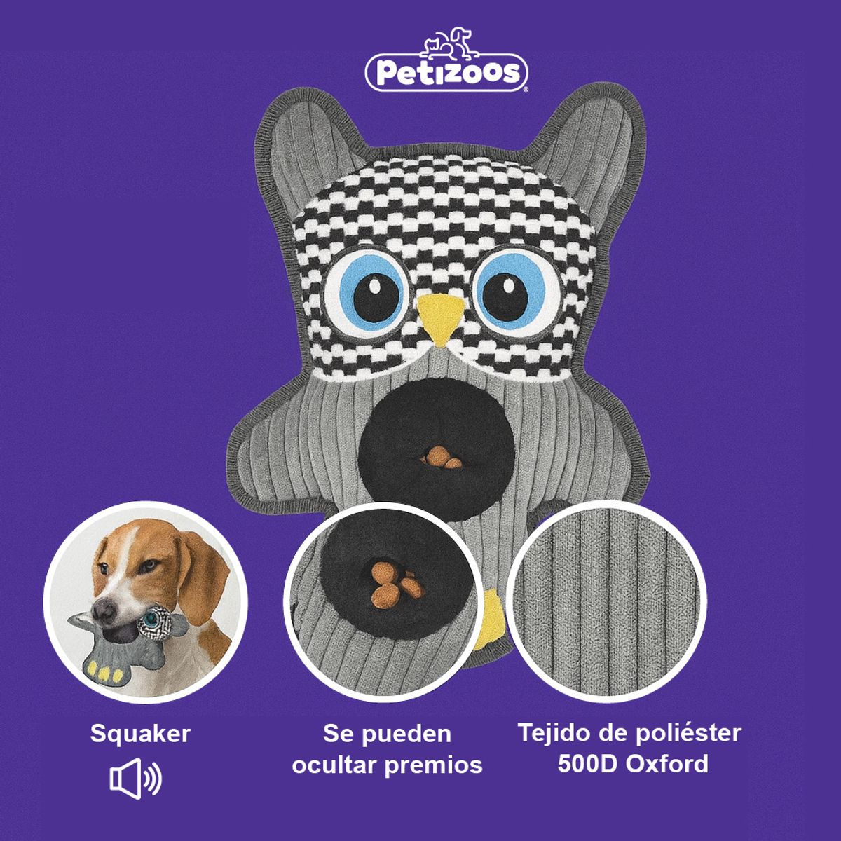 PETIZOOS - Juguete masco jirafa 22 cm gris