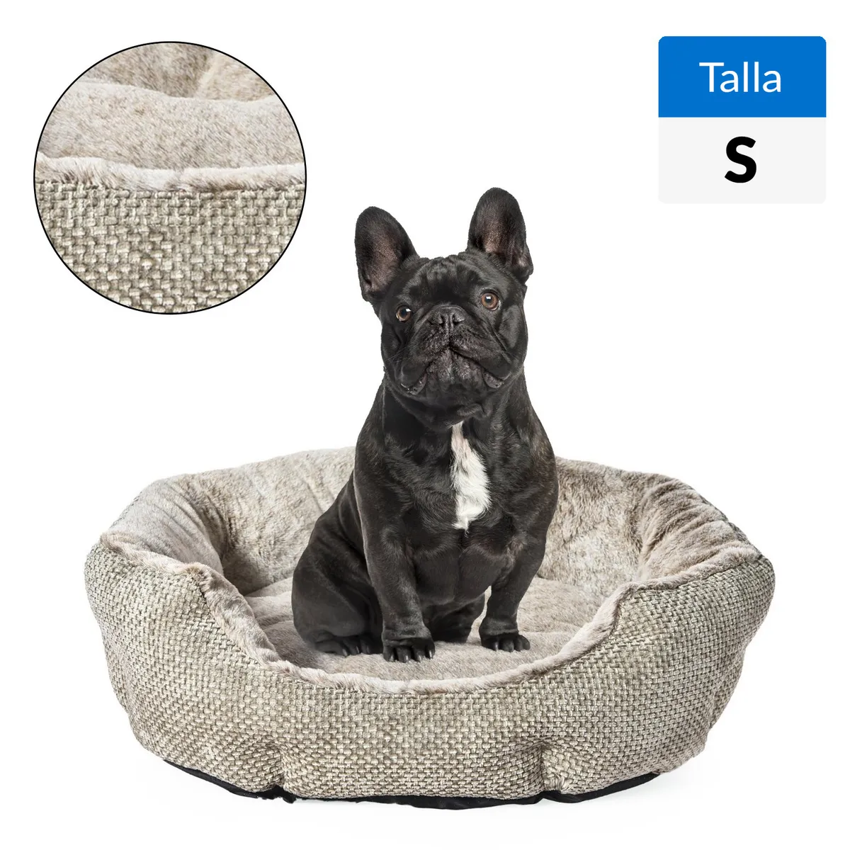 PETIZOOS - Cama redonda 18x52x52 cm Gris para Perro 18x52x52 cm Gris