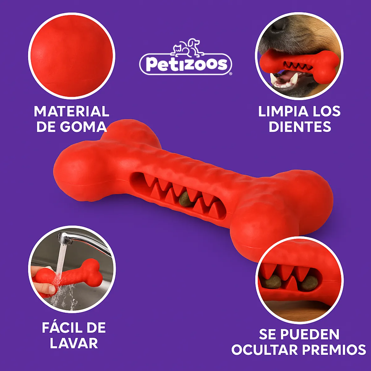 PETIZOOS - Juguete goma perro 18,6 cm rojo