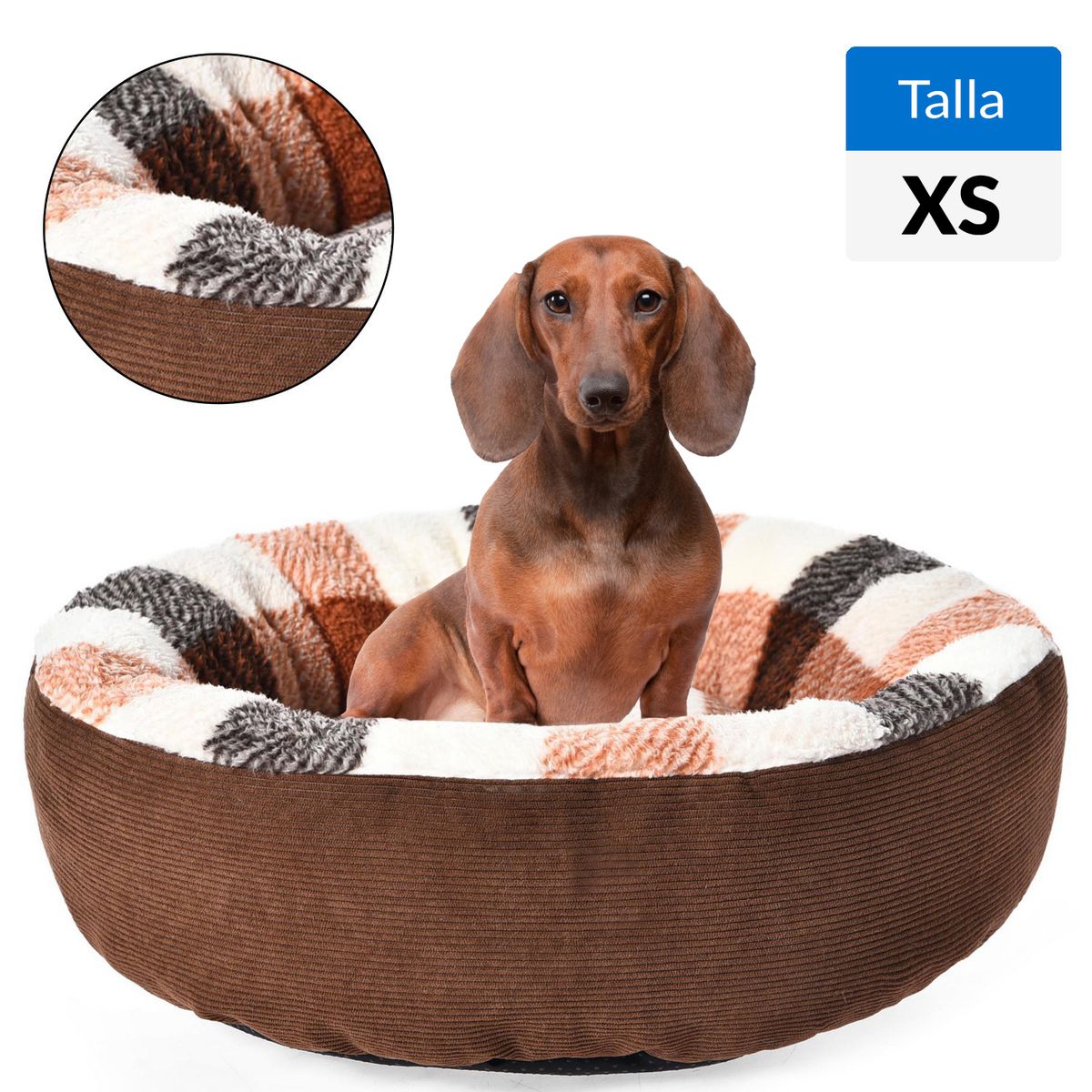 PETIZOOS - Cama Redonda para Perro 12x40x40 cm Marrón