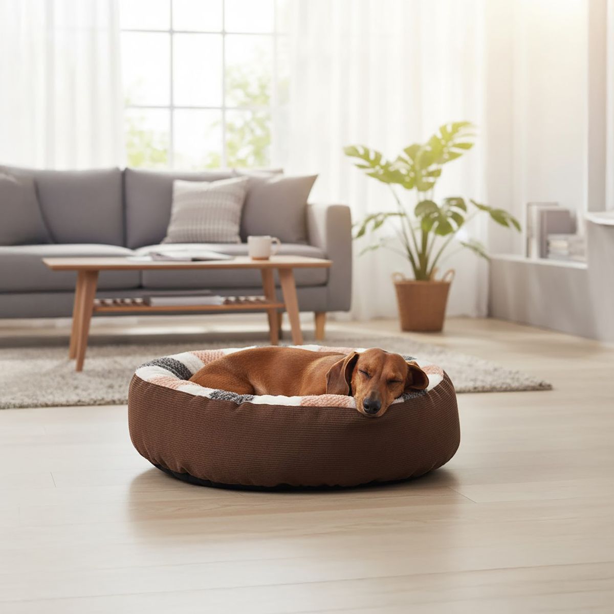 PETIZOOS - Cama Redonda para Perro 12x40x40 cm Marrón