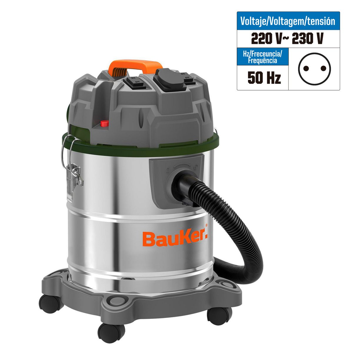BAUKER - Aspiradora Eléctrica 1200 W 20 Litros DVC-12PT