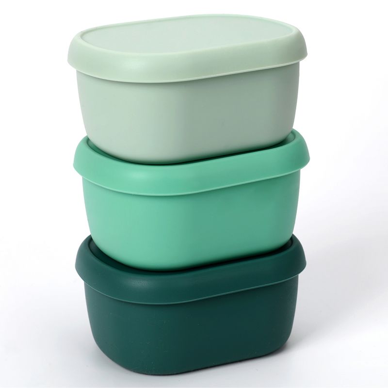 JUST HOME COLLECTION - Set 3 Contenedores de Alimento Verde Silicona 200 ml