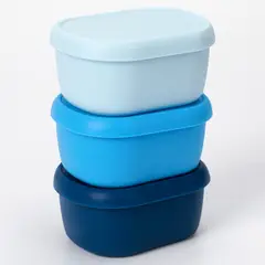 JUST HOME COLLECTION - Set 3 Contenedores de Alimento Azul Silicona 200 ml
