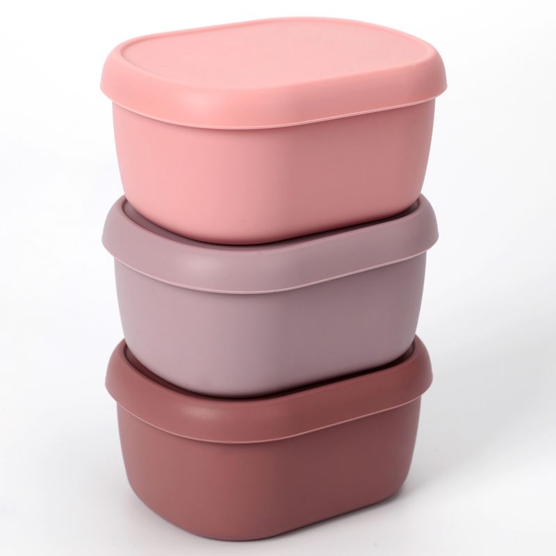 JUST HOME COLLECTION - Set 3 Contenedores de Alimento Rosa Silicona 200 ml