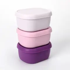 JUST HOME COLLECTION - Set 3 Contenedores de Alimento Morado Silicona 200 ml