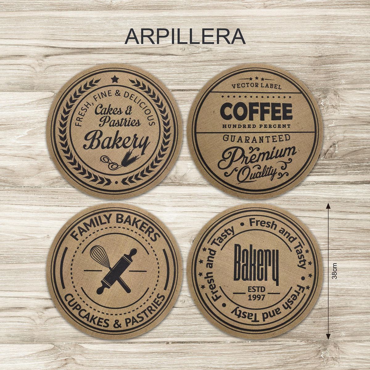 JUST HOME COLLECTION - Individuales Redonda 38x38 cm Vintage Diseños Surtidos