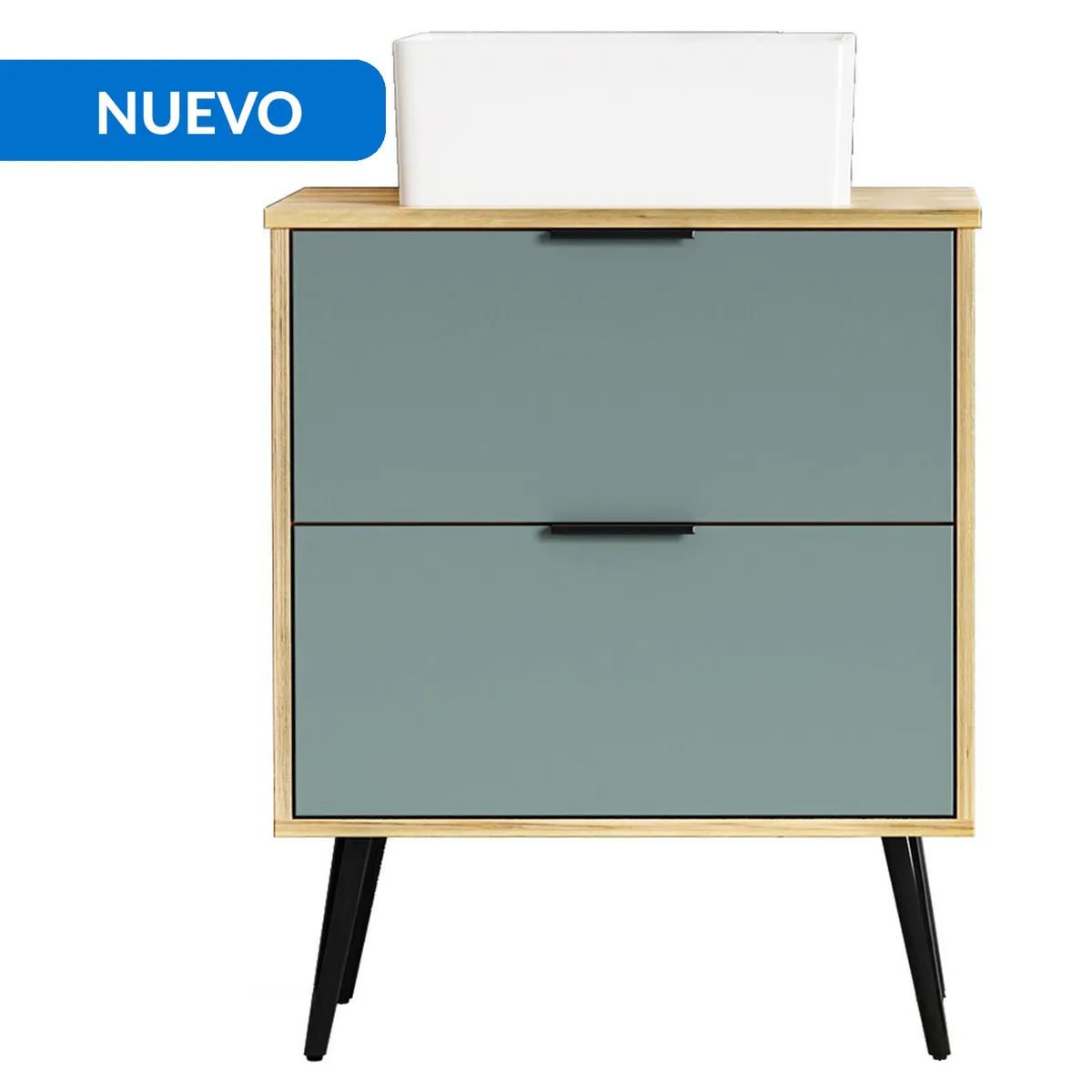 SENSI DACQUA - Mueble de Baño Suecia Verde mate 60x87x46 cm con Lavamanos
