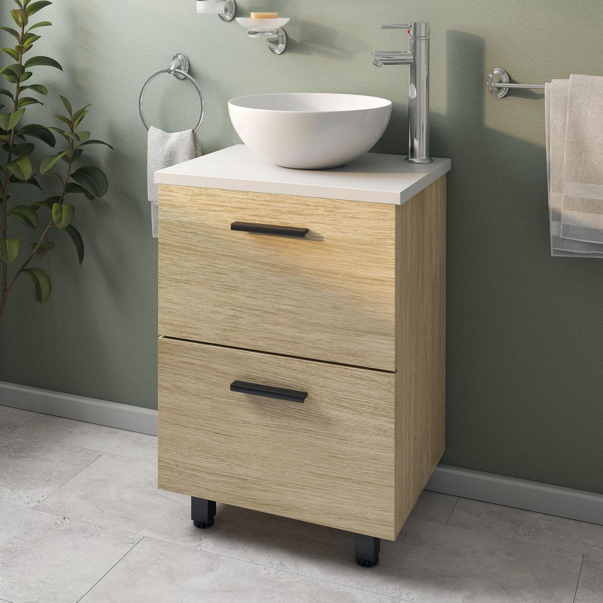 SENSI DACQUA - Mueble de Baño Robin Natural 50x87x42 cm con Lavamanos