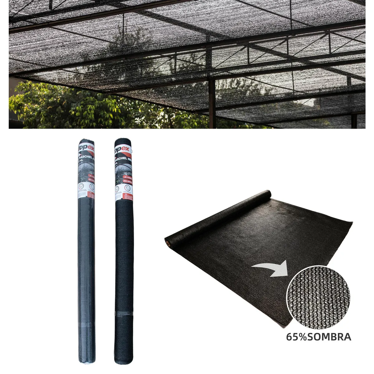 TOPEX - Malla Raschel 80% 2,1x5 m Negra