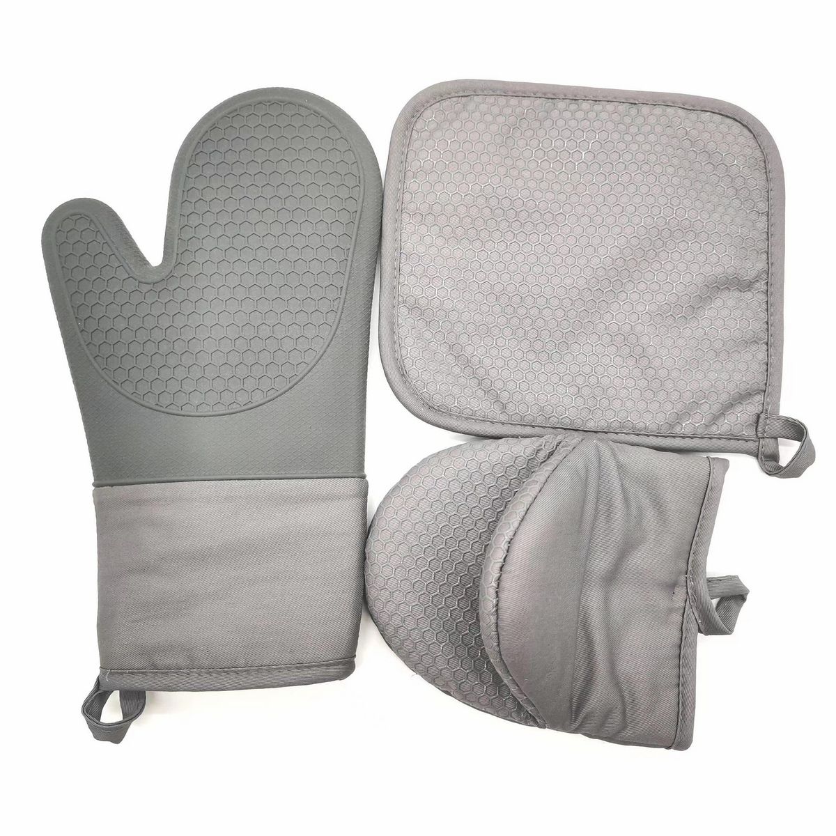 Set 2 guantes + Posa olla Algodón Gris, marca JUST HOME COLLECTION - Foto Principal