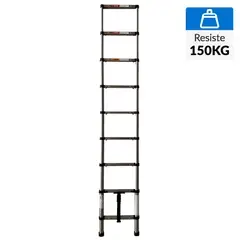 BAUKER - Escala Telescópica Acero 260 cm 9 Peldaños
