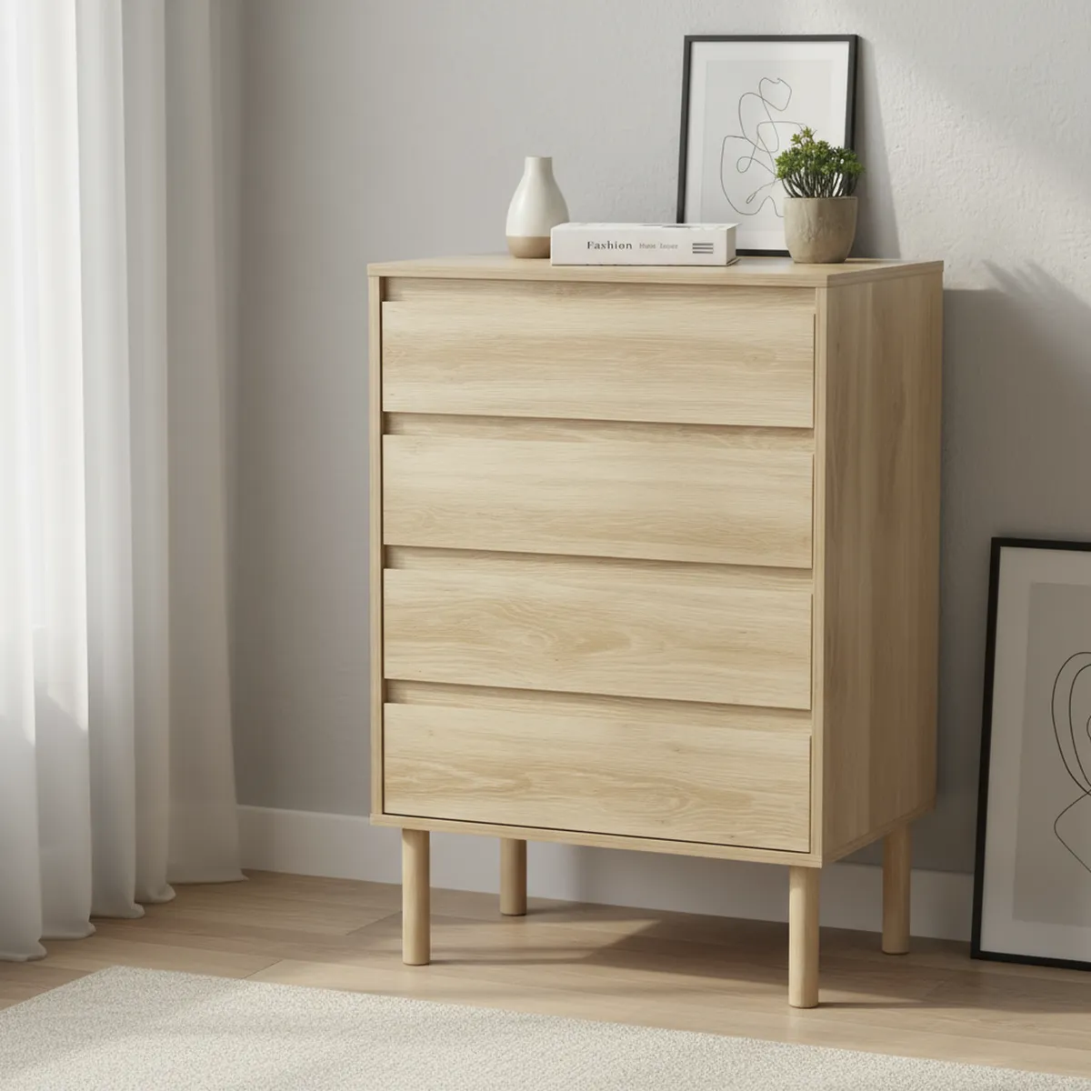 JUST HOME COLLECTION - Cómoda 4 Cajón(es) Doha 60x90x40 cm Café Claro