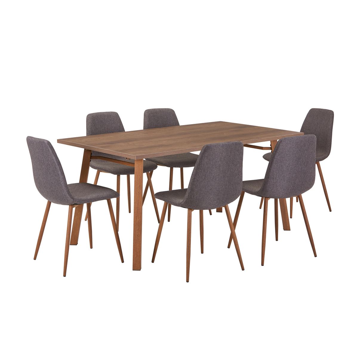 JUST HOME COLLECTION - Juego de Comedor Mira 6 Sillas Mesa Rectangular 90 x 160 x 75 cm Madera