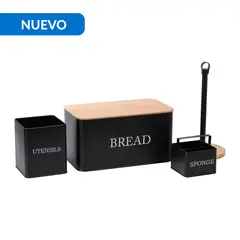 JUST HOME COLLECTION - Juego organizador de cocina 4 unidades negro