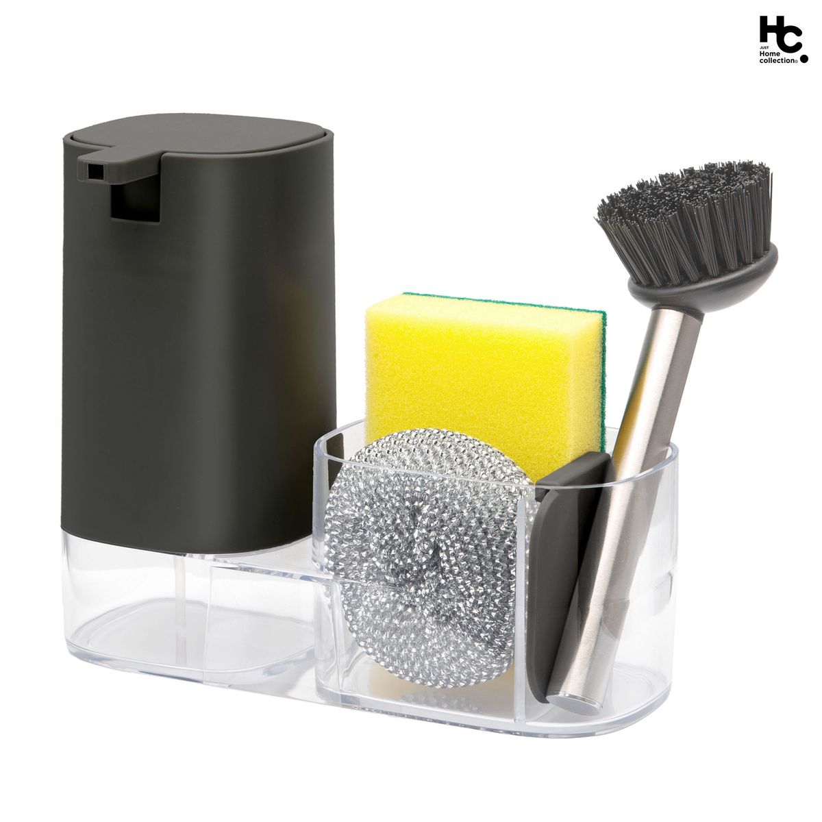 JUST HOME COLLECTION - Juego dispensador jabón 5 piezas negro