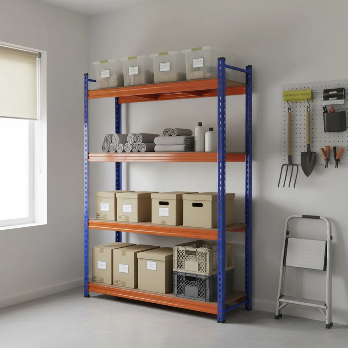 FIXSER - Estante Heavy Duty Metal Nivel(es) 120x183x50 cm Naranjo, Azul