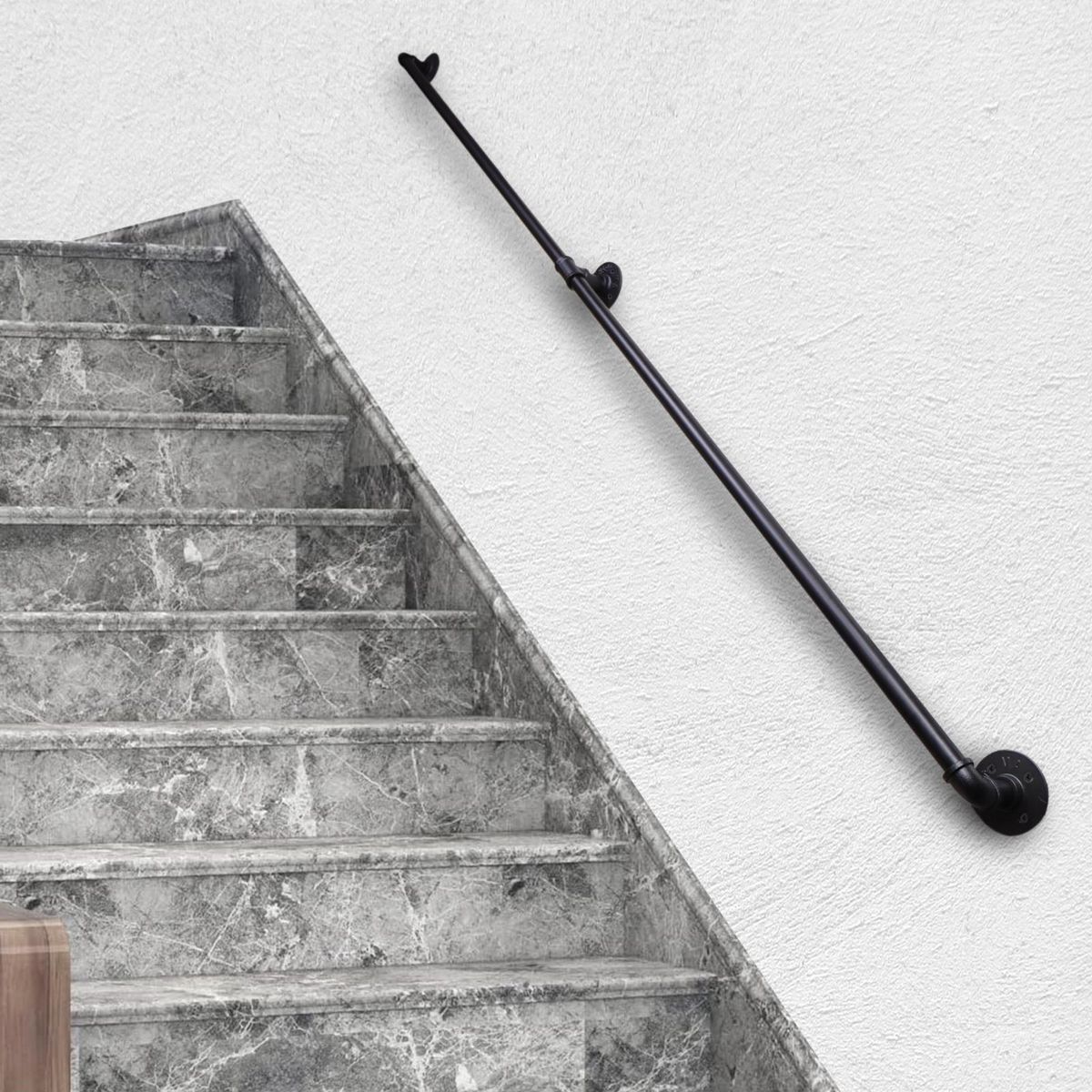 HOLZTEK - Pasamano de Tubo Acero Negro 150 cm