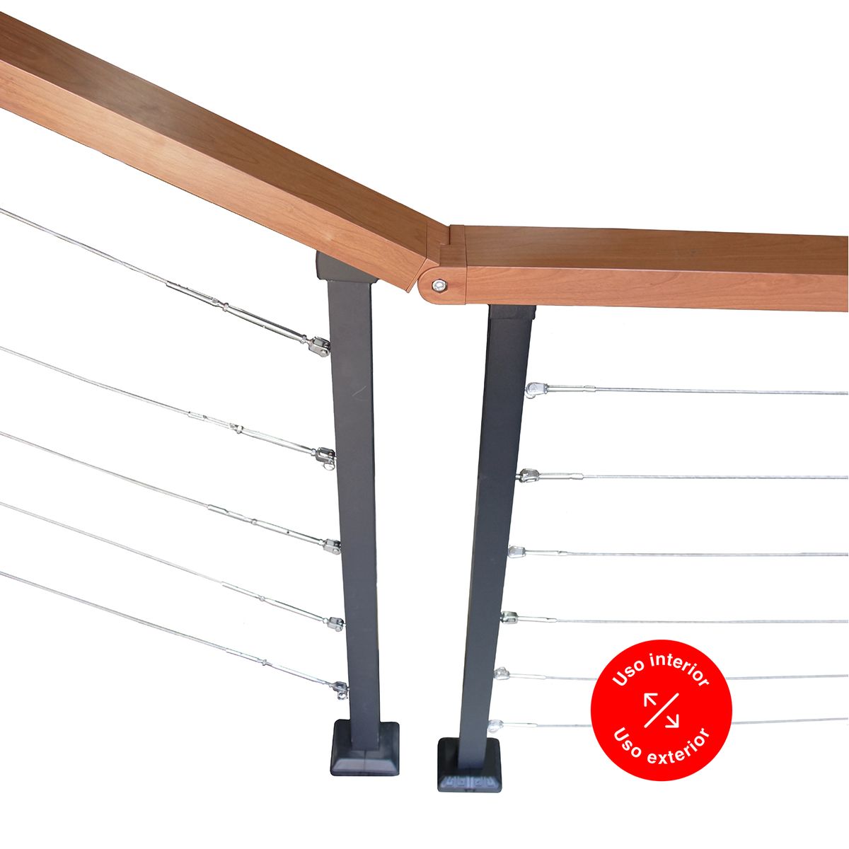 HOLZTEK - Codo Café Elevación para Baranda Angular con Cable