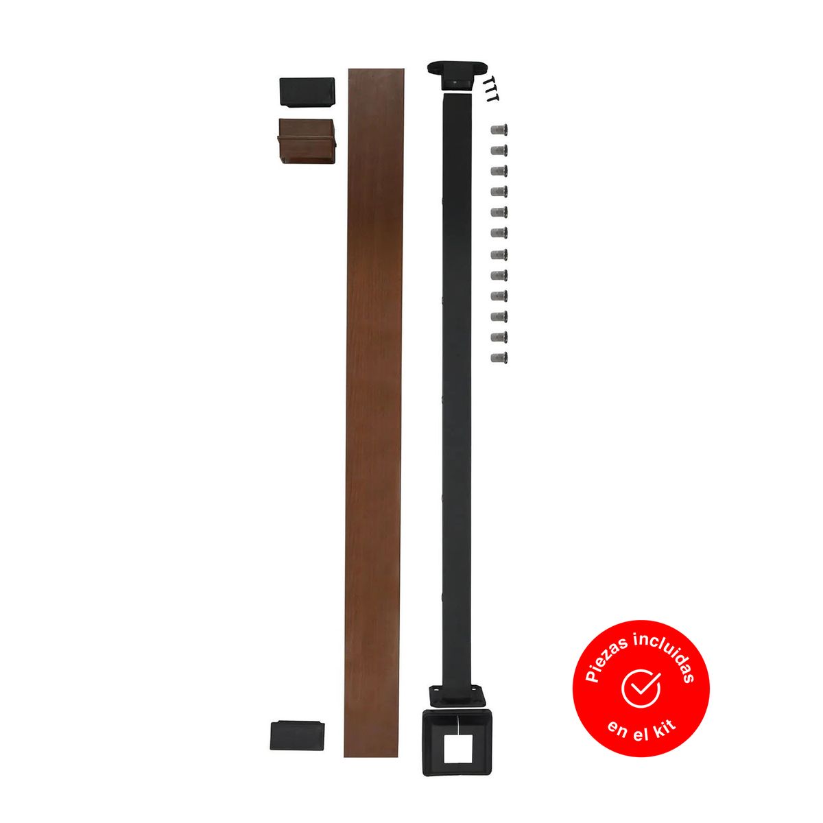 HOLZTEK - Baranda Cuadrada Plana Aluminio 1 m con 1 Poste