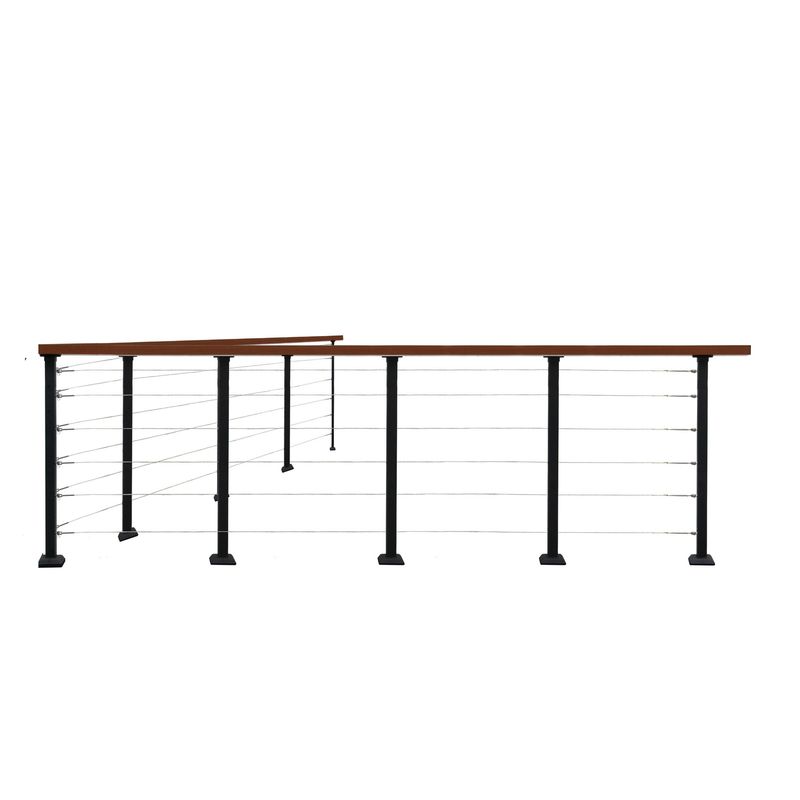 HOLZTEK - Baranda de aluminio cafe 100 cm con cables