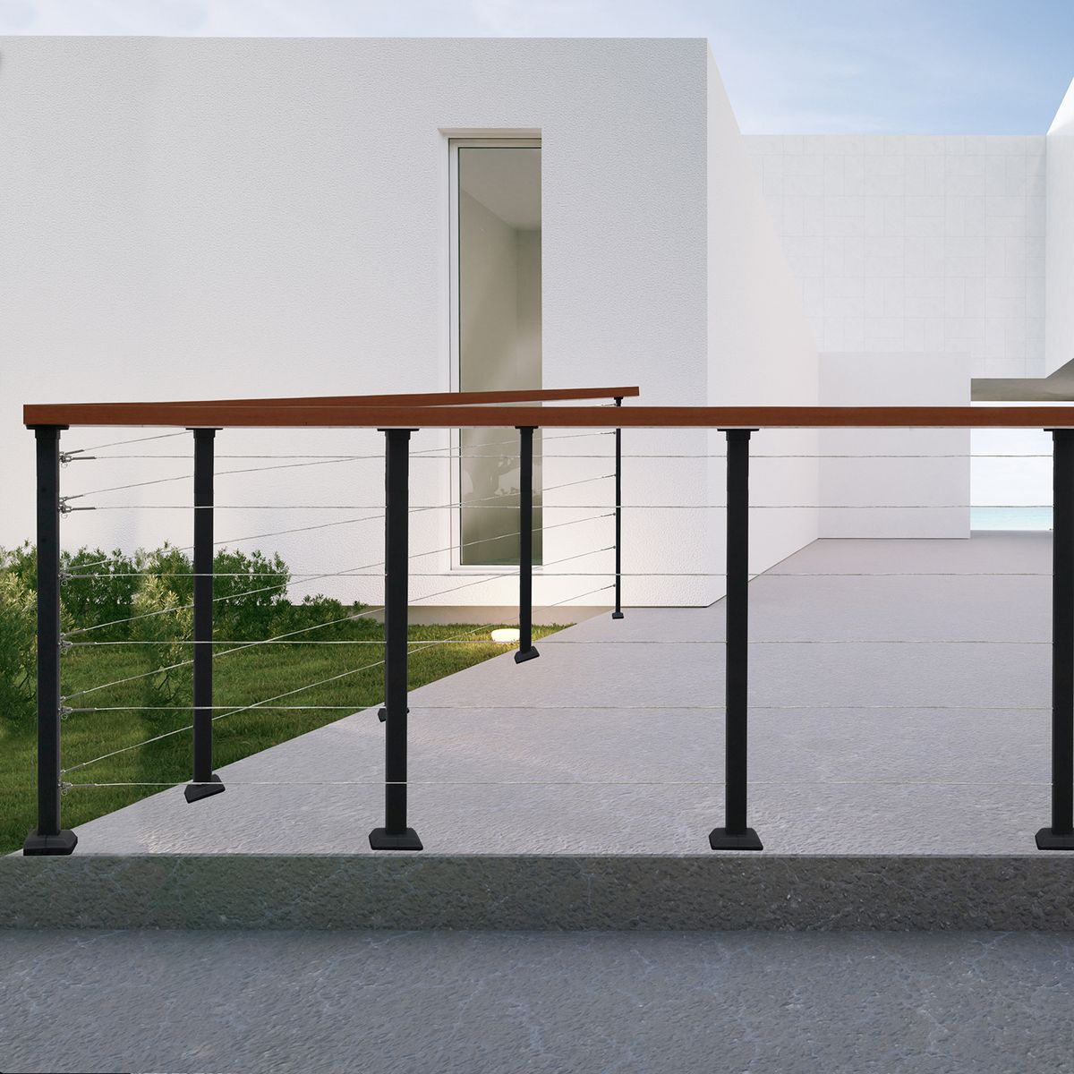 HOLZTEK - Poste 91 cm para Baranda Plana Aluminio