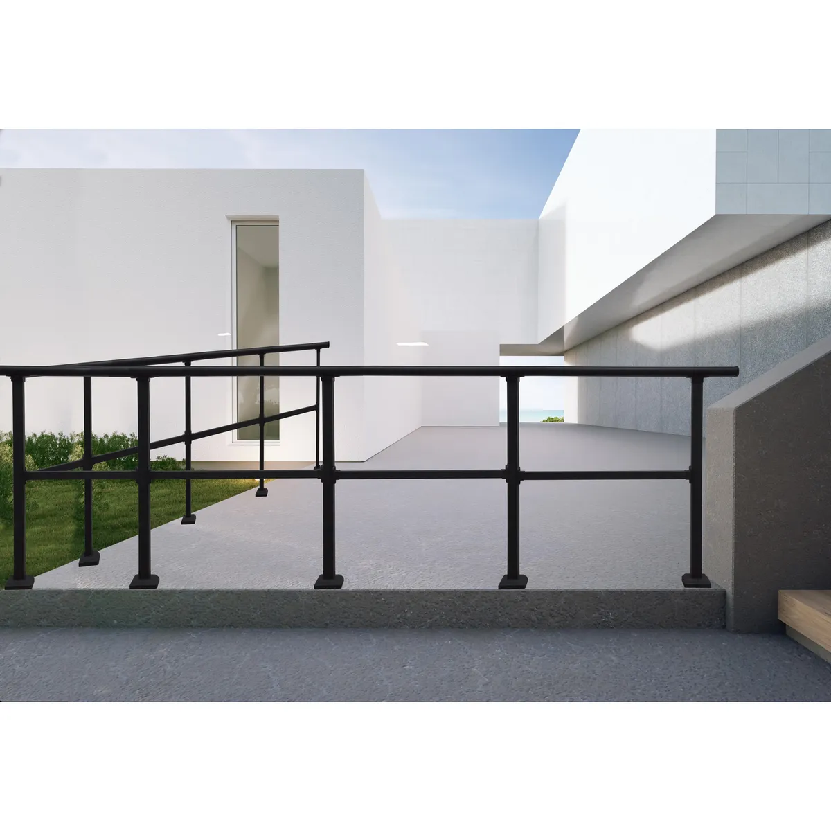 HOLZTEK - Kit Baranda Ovalada Ajustable Negra 150 cm