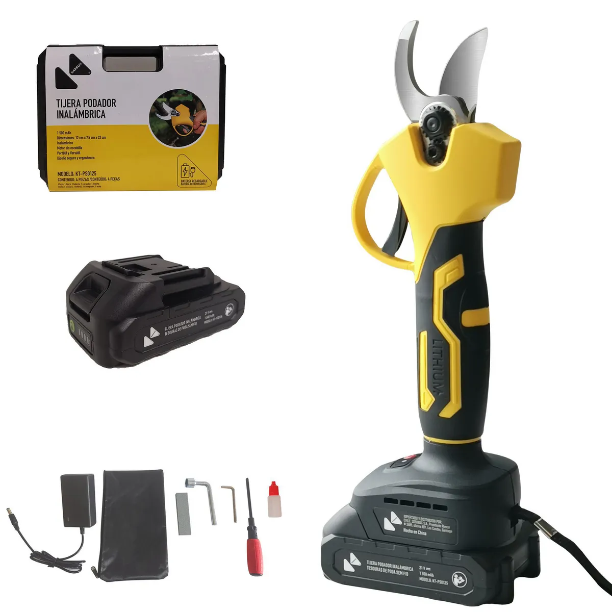 KARSON - Tijera para podar inalámbrica con batería y cargador