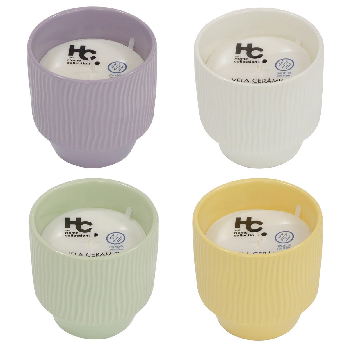 JUST HOME COLLECTION - Vela con vaso de cerámica 9 cm. Color surtido